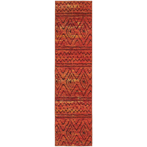 Image of Oriental Weavers Nomad 8122O 2' 7" X 10' 0" Contemporary Orange Red Tribal Runner Rug-Wanderlust Rugs