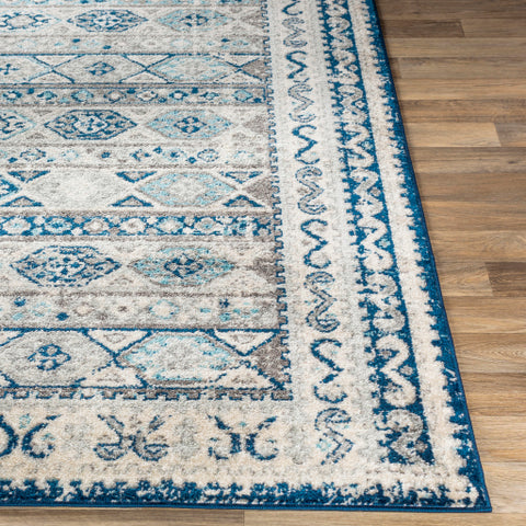 Image of Surya Norwich Global Dark Blue, Medium Gray, Light Gray, Cream, Aqua Rugs NWC-2307