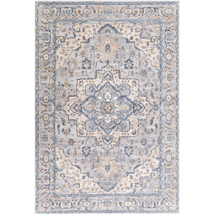 Surya Colmar Traditional Dark Blue, Denim, Camel, Khaki, Cream, Medium Gray, Light Gray Rugs OLM-2300