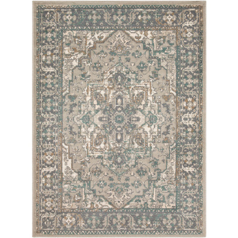 Image of Surya Oslo Traditional Charcoal, Teal, Light Gray, Camel, Beige, Cream Rugs OSL-2301