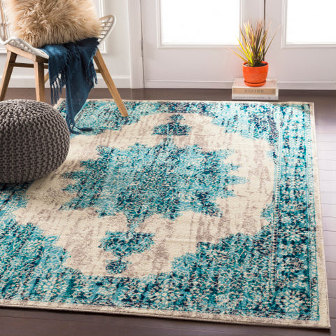 Image of Surya Paramount Traditional Aqua, Teal, Dark Blue, Light Gray, Cream Rugs PAR-1103