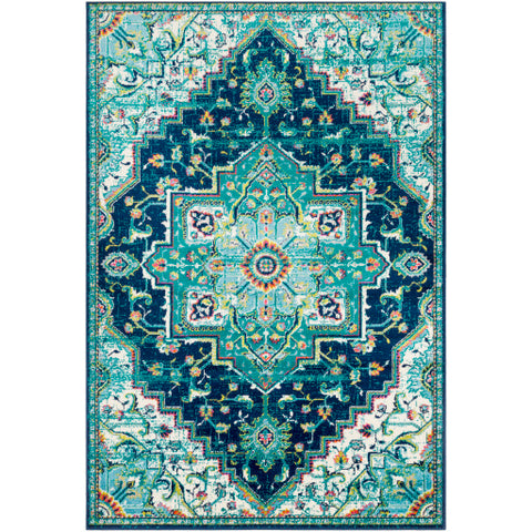 Image of Surya Paramount Traditional Teal, Dark Blue, Aqua, Lime, Fuschia, Bright Orange, Cream, Light Gray Rugs PAR-1107