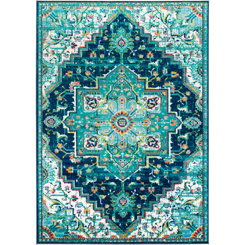 Image of Surya Paramount Traditional Teal, Dark Blue, Aqua, Lime, Fuschia, Bright Orange, Cream, Light Gray Rugs PAR-1107