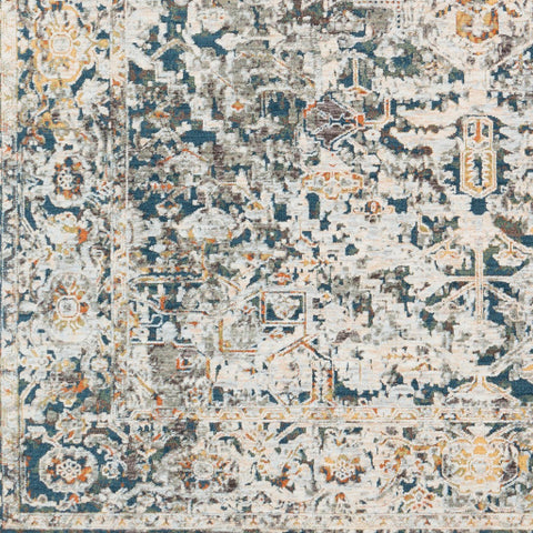 Image of Surya Presidential Traditional Pale Blue, Bright Blue, Medium Gray, Peach, Ivory, Butter, Burnt Orange, Lime, Charcoal Rugs PDT-2300