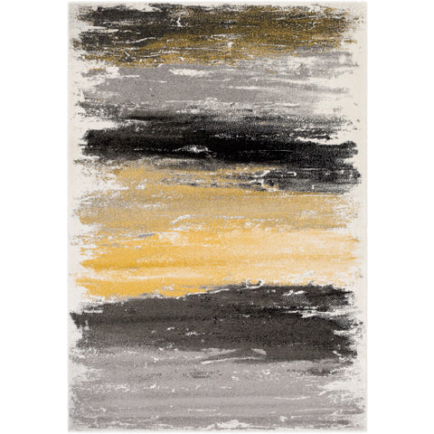 Image of Surya Pepin Modern Medium Gray, Charcoal, Black, Mustard, Cream Rugs PEI-1008