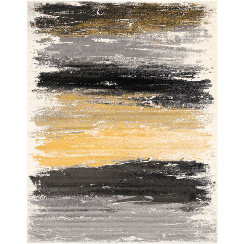 Image of Surya Pepin Modern Medium Gray, Charcoal, Black, Mustard, Cream Rugs PEI-1008