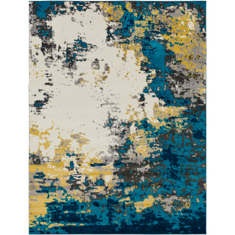 Image of Surya Pepin Modern Aqua, Bright Blue, Mustard, Charcoal, Cream, Medium Gray Rugs PEI-1012