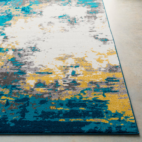 Image of Surya Pepin Modern Aqua, Bright Blue, Mustard, Charcoal, Cream, Medium Gray Rugs PEI-1012