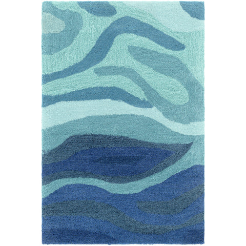 Image of Surya Pigments Modern Teal, Dark Blue, Silver Gray, Navy, Denim Rugs PGM-3003