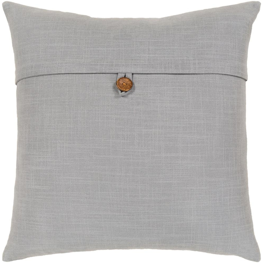 Surya Penelope Solid & Border Light Gray Pillow Cover PLP-006-Wanderlust Rugs