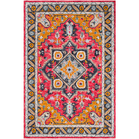 Image of Surya Panipat Traditional Bright Pink, Camel, Burnt Orange, Peach, Ivory, Taupe, Charcoal, Ink, Denim, Medium Gray, Lilac, Beige Rugs PNP-2302
