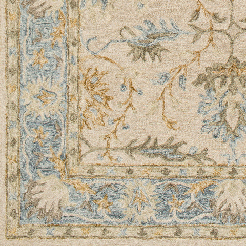 Image of Surya Panipat Traditional Light Gray, Charcoal, Pale Blue, Khaki, Dark Brown, Olive, Mustard, Wheat Rugs PNP-2308