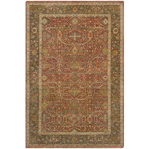 Image of Surya Pazyryk Traditional Clay, Dark Brown, Butter, Lime, Sky Blue Rugs PZY-1001