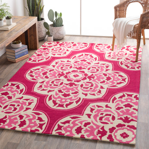 Image of Surya Rain Global Bright Pink, Cream Rugs RAI-1268