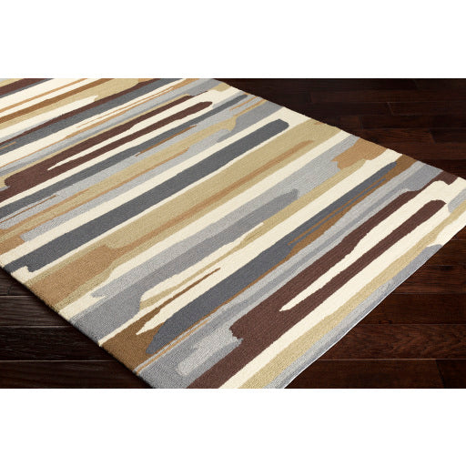 Surya Rain Modern Cream, Medium Gray, Charcoal, Khaki, Camel, Dark Brown Rugs RAI-1269
