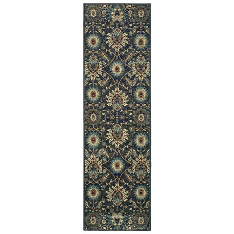 Image of Oriental Weavers Raleigh 022K5 1'10" X 3' 0" Traditional Navy Ivory Floral Rug-Wanderlust Rugs
