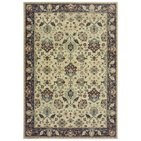 Image of Oriental Weavers Raleigh 8026E 1'10" X 3' 0" Traditional Ivory Navy Distressed Rug-Wanderlust Rugs