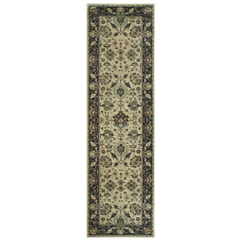 Image of Oriental Weavers Raleigh 8026E 1'10" X 3' 0" Traditional Ivory Navy Distressed Rug-Wanderlust Rugs