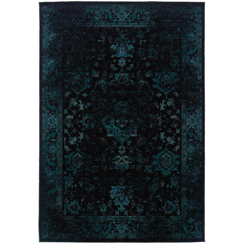 Image of Oriental Weavers Revival 3689G 1'10" X 3' 3" Casual Black Teal Oriental Rug-Wanderlust Rugs