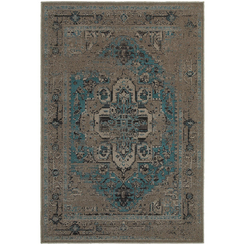 Image of Oriental Weavers Revival 4694E 1'10" X 3' 3" Casual Grey Blue Overdyed Rug-Wanderlust Rugs