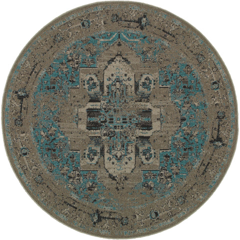 Image of Oriental Weavers Revival 4694E 1'10" X 3' 3" Casual Grey Blue Overdyed Rug-Wanderlust Rugs