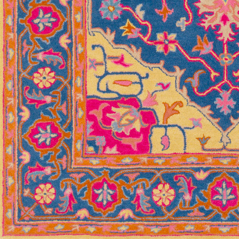 Image of Surya Rajhari Traditional Denim, Bright Pink, Bright Orange, Bright Yellow, Teal, Khaki, Coral Rugs RJH-1001
