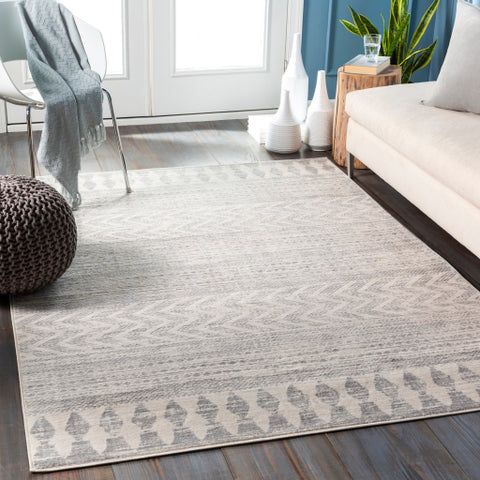 Image of Surya Roma Global White, Light Gray, Medium Gray Rugs ROM-2329