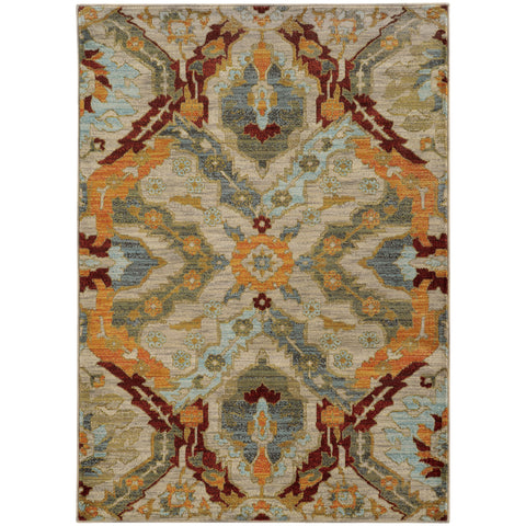 Image of Oriental Weavers Sedona 6357A 1'10" X 3' 0" Casual Beige Orange Tribal Rug-Wanderlust Rugs