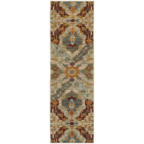 Image of Oriental Weavers Sedona 6357A 1'10" X 3' 0" Casual Beige Orange Tribal Rug-Wanderlust Rugs