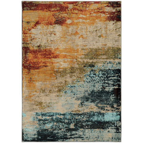 Oriental Weavers Sedona 6365A 1'10" X 3' 0" Contemporary Blue Red Distressed Rug-Wanderlust Rugs