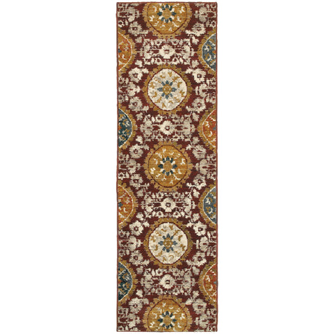Image of Oriental Weavers Sedona 6366A 1'10" X 3' 0" Casual Red Gold Medallion Rug-Wanderlust Rugs