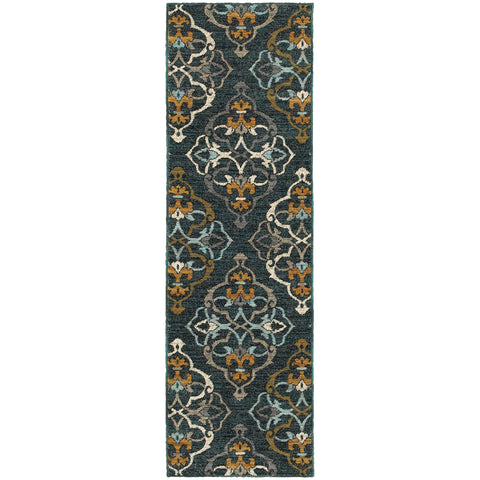 Image of Oriental Weavers Sedona 6368B 1'10" X 3' 0" Casual Blue Gold Medallion Rug-Wanderlust Rugs