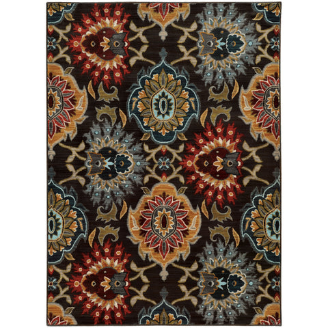 Image of Oriental Weavers Sedona 6369D 1'10" X 3' 0" Casual Charcoal Multi Floral Rug-Wanderlust Rugs