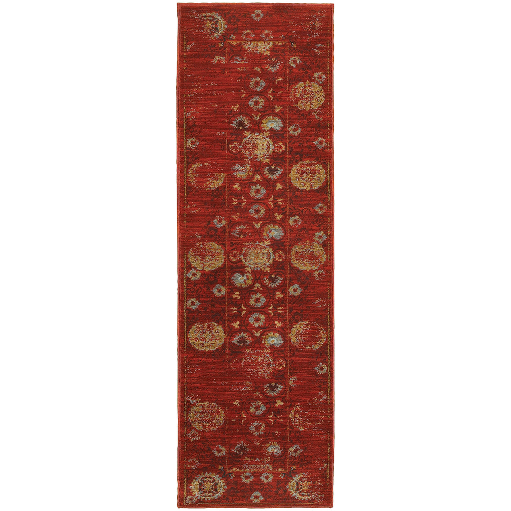 Oriental Weavers Sedona 6386E 1'10" X 3' 0" Casual Red Gold Distressed Rug-Wanderlust Rugs