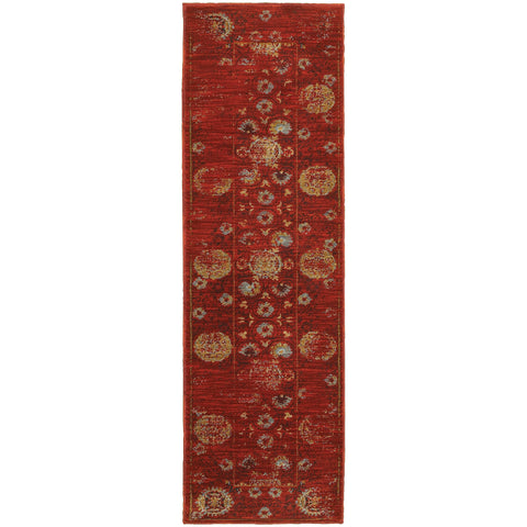 Image of Oriental Weavers Sedona 6386E 1'10" X 3' 0" Casual Red Gold Distressed Rug-Wanderlust Rugs