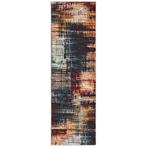 Oriental Weavers Sedona 9584A 1'10" X 3' 0" Contemporary Blue Gold Distressed Rug-Wanderlust Rugs