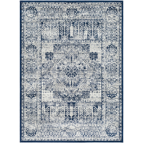 Image of Surya Seville Traditional Dark Blue, Medium Gray, White Rugs SEV-2306