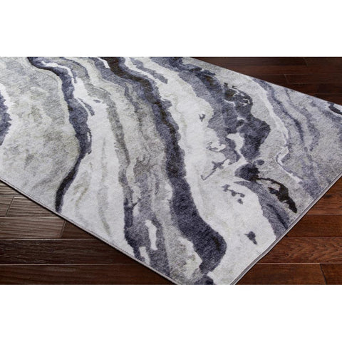 Image of Surya Silk Road Modern Medium Gray, Black, Dark Blue, White, Dark Green, Olive Rugs SKR-2315-Wanderlust Rugs