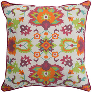 Surya Technicolor Updated Traditional Bright Orange, Dark Coral, Eggplant, Lime, Mint, Ivory Pillow Kit TEC-004-Wanderlust Rugs