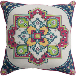 Surya Technicolor Updated Traditional Dark Coral, Navy, Aqua, Ivory, Lime, Bright Yellow Pillow Kit TEC-022-Wanderlust Rugs