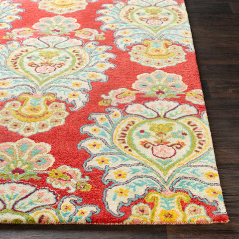 Image of Surya Technicolor Global Bright Red, Mint, Beige, Olive, Saffron, Pale Pink, Dark Red Rugs TEC-1032