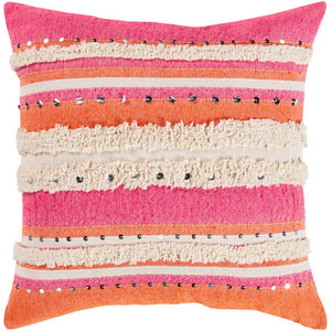 Surya Temara Bohemian/Global Bright Pink, Bright Orange, Cream Pillow Cover TMA-002-Wanderlust Rugs