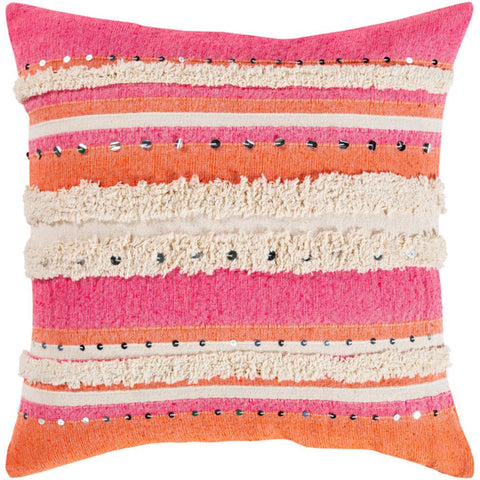 Surya Temara Bohemian/Global Bright Pink, Bright Orange, Cream Pillow Cover TMA-002-Wanderlust Rugs