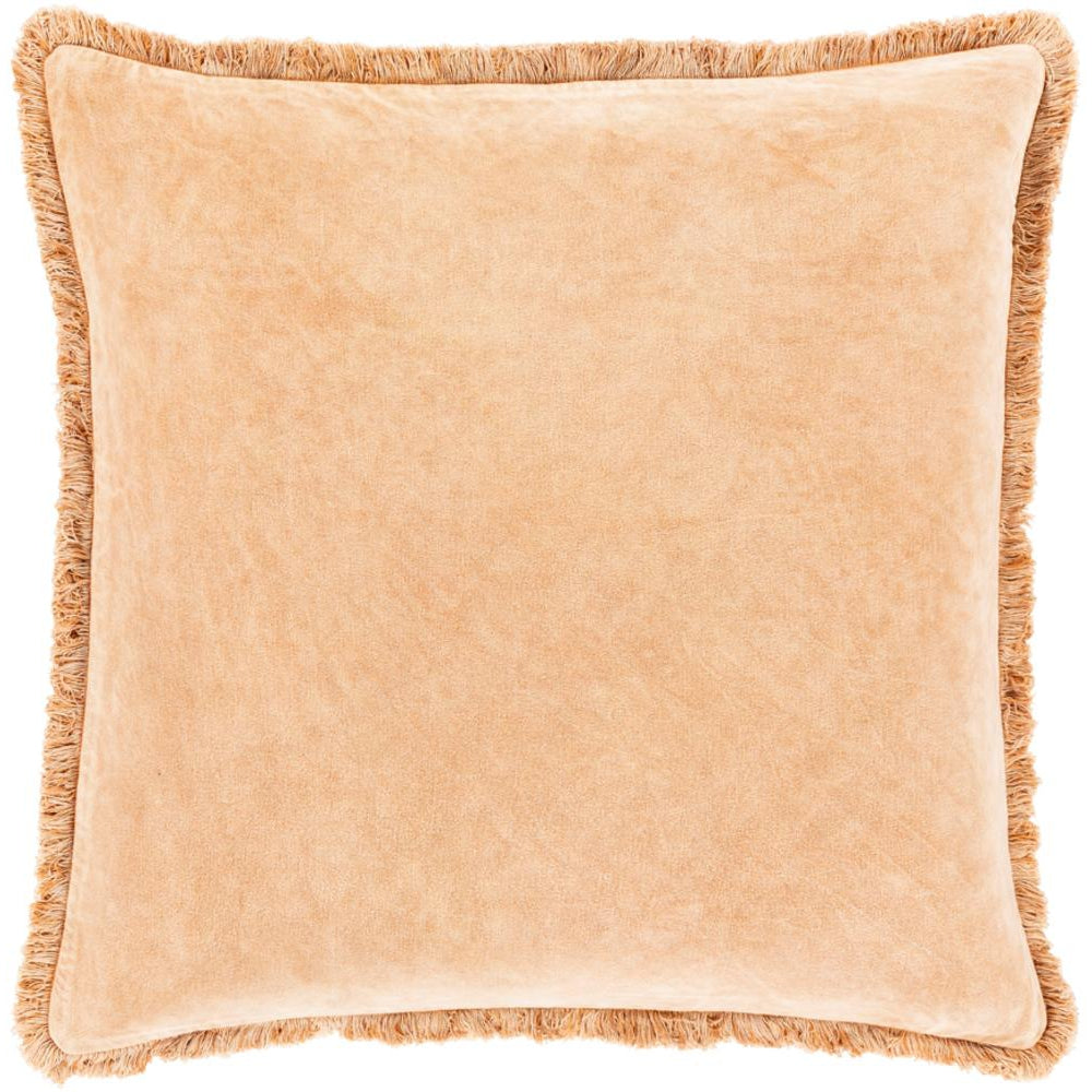 Surya Washed Cotton Velvet Solid & Border Camel Pillow Cover WCV-001-Wanderlust Rugs
