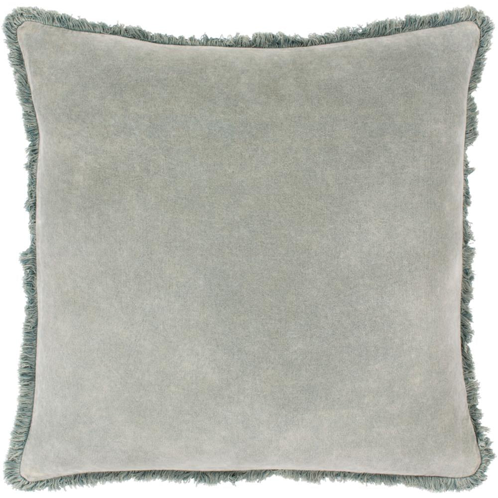 Surya Washed Cotton Velvet Solid & Border Sea Foam Pillow Cover WCV-005-Wanderlust Rugs