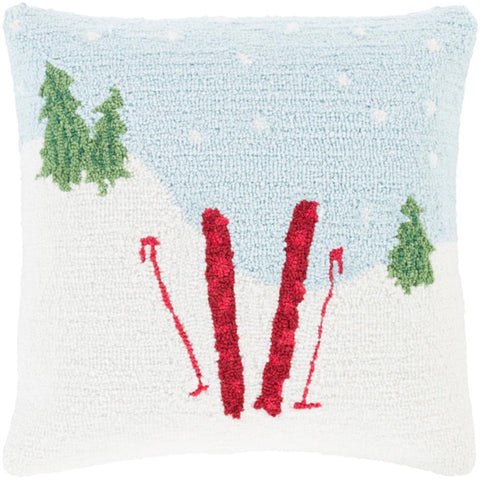Surya Winter Transitional Sky Blue, White, Bright Red, Dark Red, Dark Green, Grass Green Pillow Kit WIT-018-Wanderlust Rugs