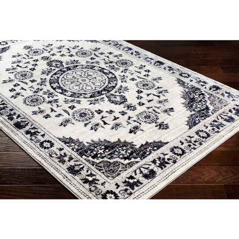 Image of Surya Wanderlust Traditional Silver Gray, Charcoal, White, Navy, Black Rugs WNL-2300