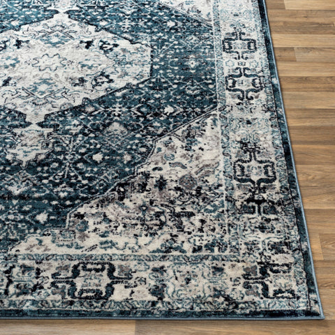 Image of Surya Wanderlust Traditional Aqua, White, Silver Gray, Navy, Black, Charcoal Rugs WNL-2304