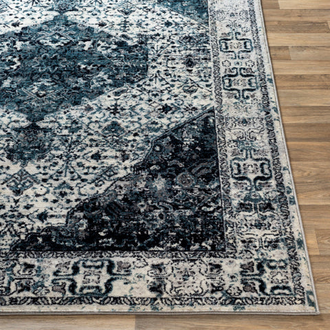 Image of Surya Wanderlust Traditional Aqua, Navy, White, Silver Gray, Black, Charcoal Rugs WNL-2305