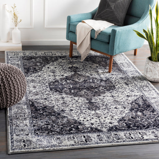 Surya Wanderlust Traditional Charcoal, Navy, White, Silver Gray, Black Rugs WNL-2306